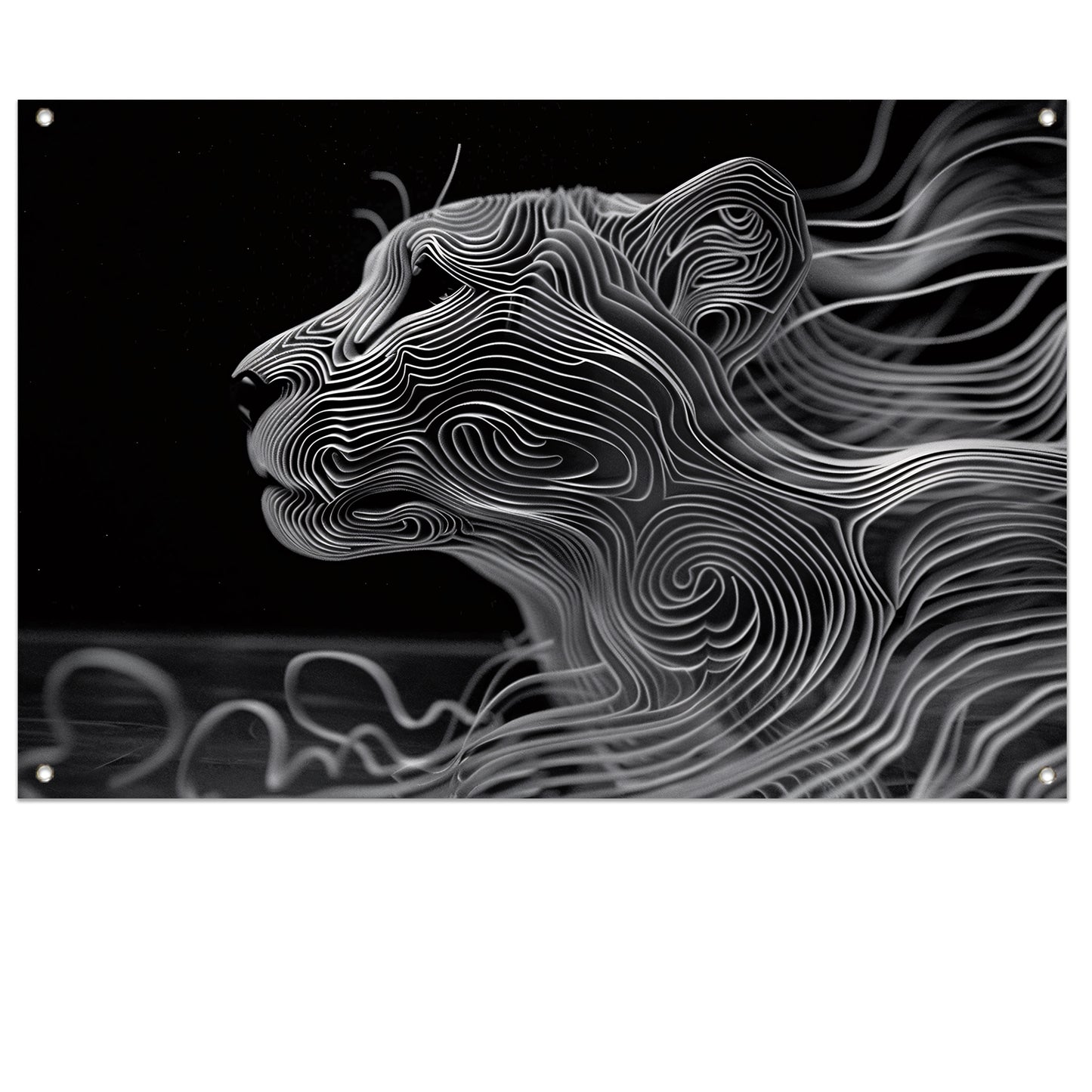 Abstracte lijntekening van een cheeta tuinposter