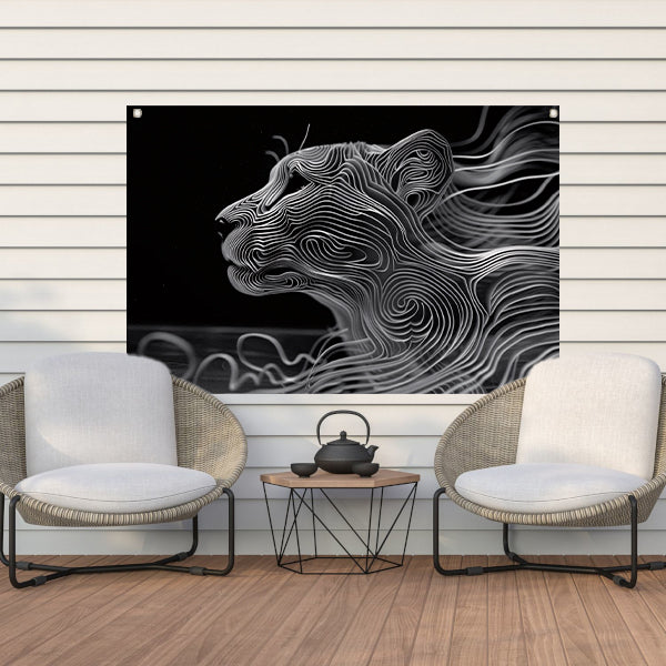 Abstracte lijntekening van een cheeta tuinposter