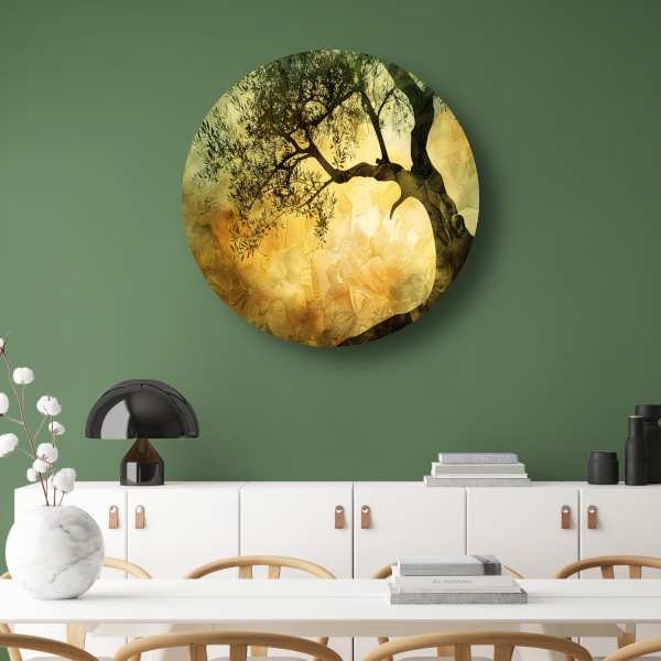 Zonnebloemenboom van Van Gogh aluminium muurcirkel