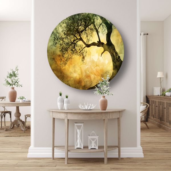 Zonnebloemenboom van Van Gogh aluminium muurcirkel