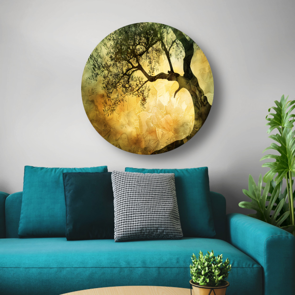 Zonnebloemenboom van Van Gogh aluminium muurcirkel