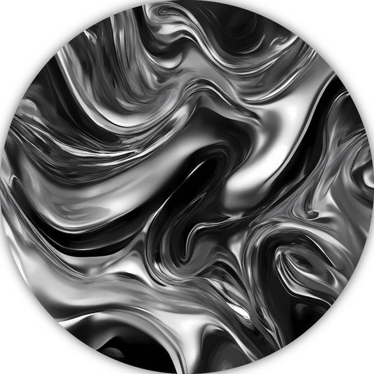 Monochroom Abstract Ontwerp in Zwart en Wit aluminium muurcirkel