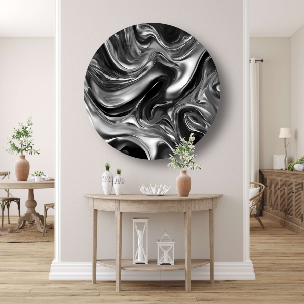 Monochroom Abstract Ontwerp in Zwart en Wit forex muurcirkel