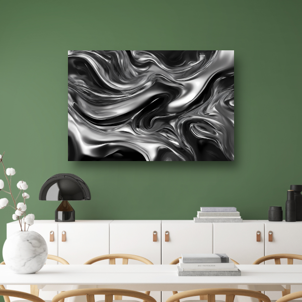 Monochroom Abstract Ontwerp in Zwart en Wit canvas met baklijst