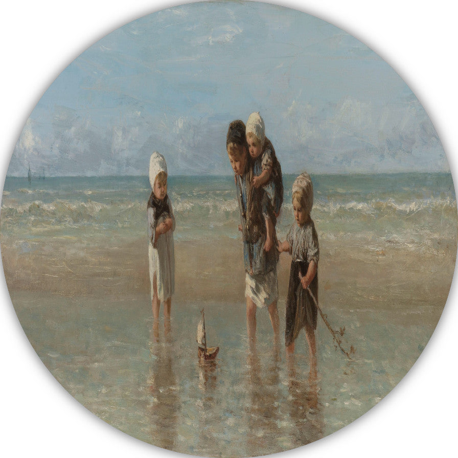 Kinderen der Zee - Jozef Israëls aluminium muurcirkel