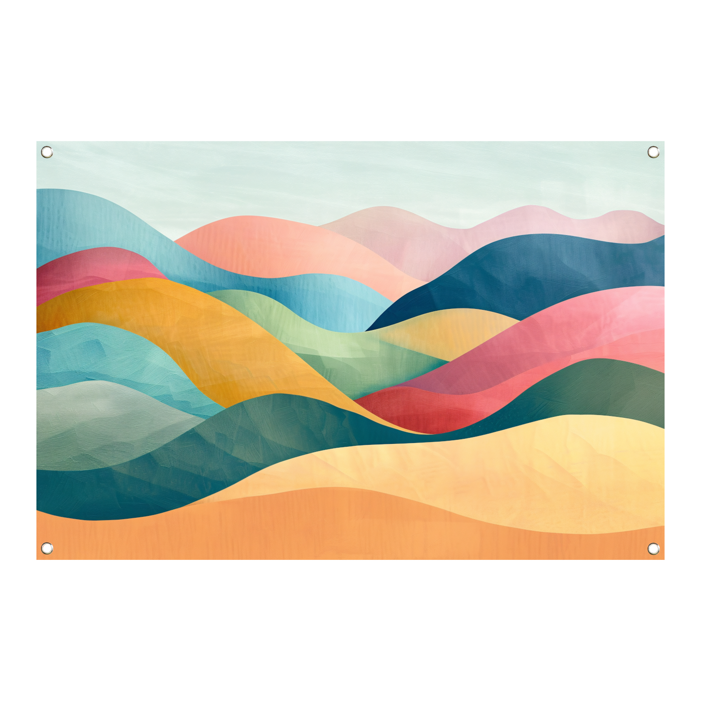 Golvende abstracte kunst met kleurrijke landschappen tuinposter