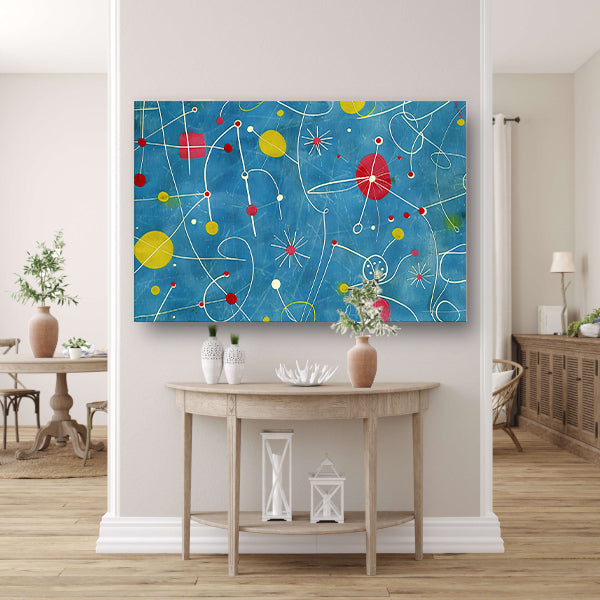 Abstracte kleurencompositie met speelse lijnen acrylglas