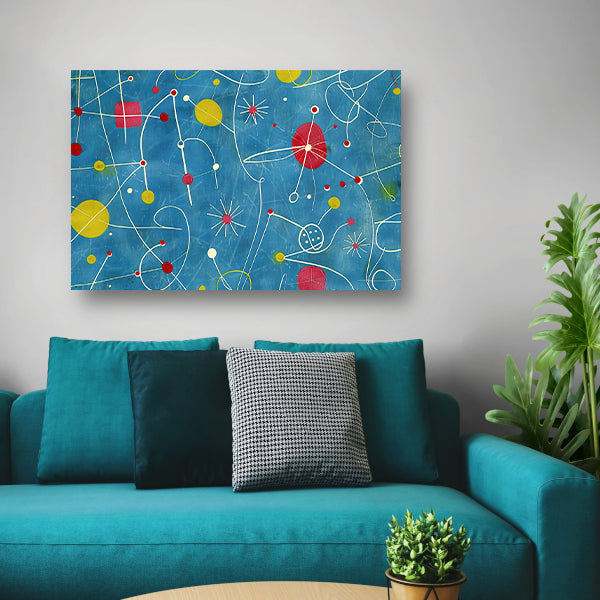Abstracte kleurencompositie met speelse lijnen acrylglas