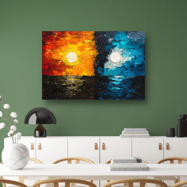 Abstract Contrast in Oranje en Blauw canvas