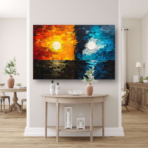 Abstract Contrast in Oranje en Blauw canvas