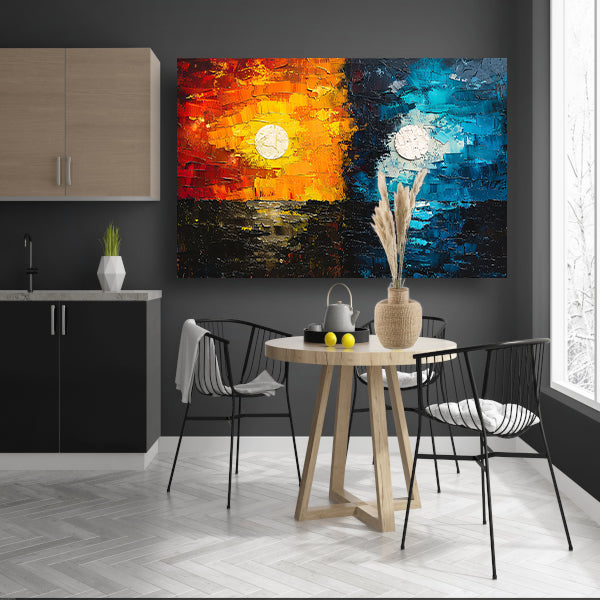 Abstract Contrast in Oranje en Blauw canvas