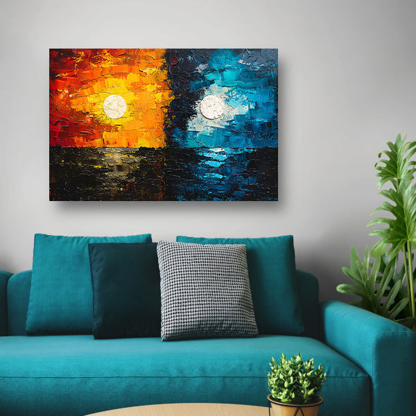 Abstract Contrast in Oranje en Blauw canvas