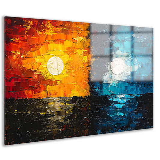 Abstract Contrast in Oranje en Blauw acrylglas