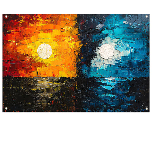 Abstract Contrast in Oranje en Blauw tuinposter
