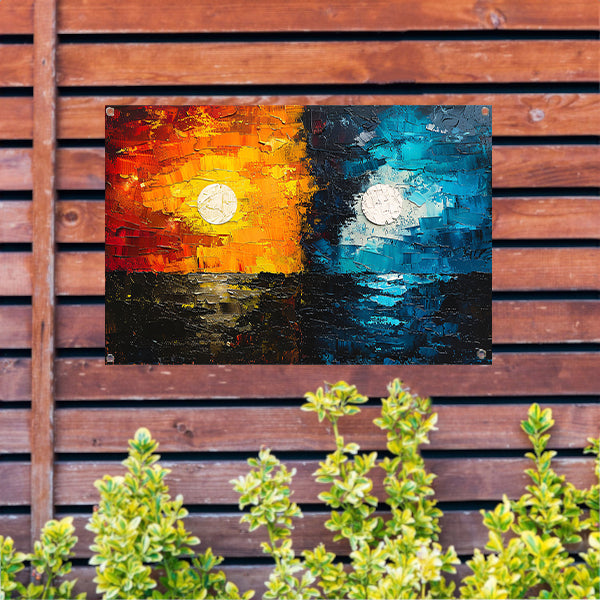 Abstract Contrast in Oranje en Blauw tuinposter