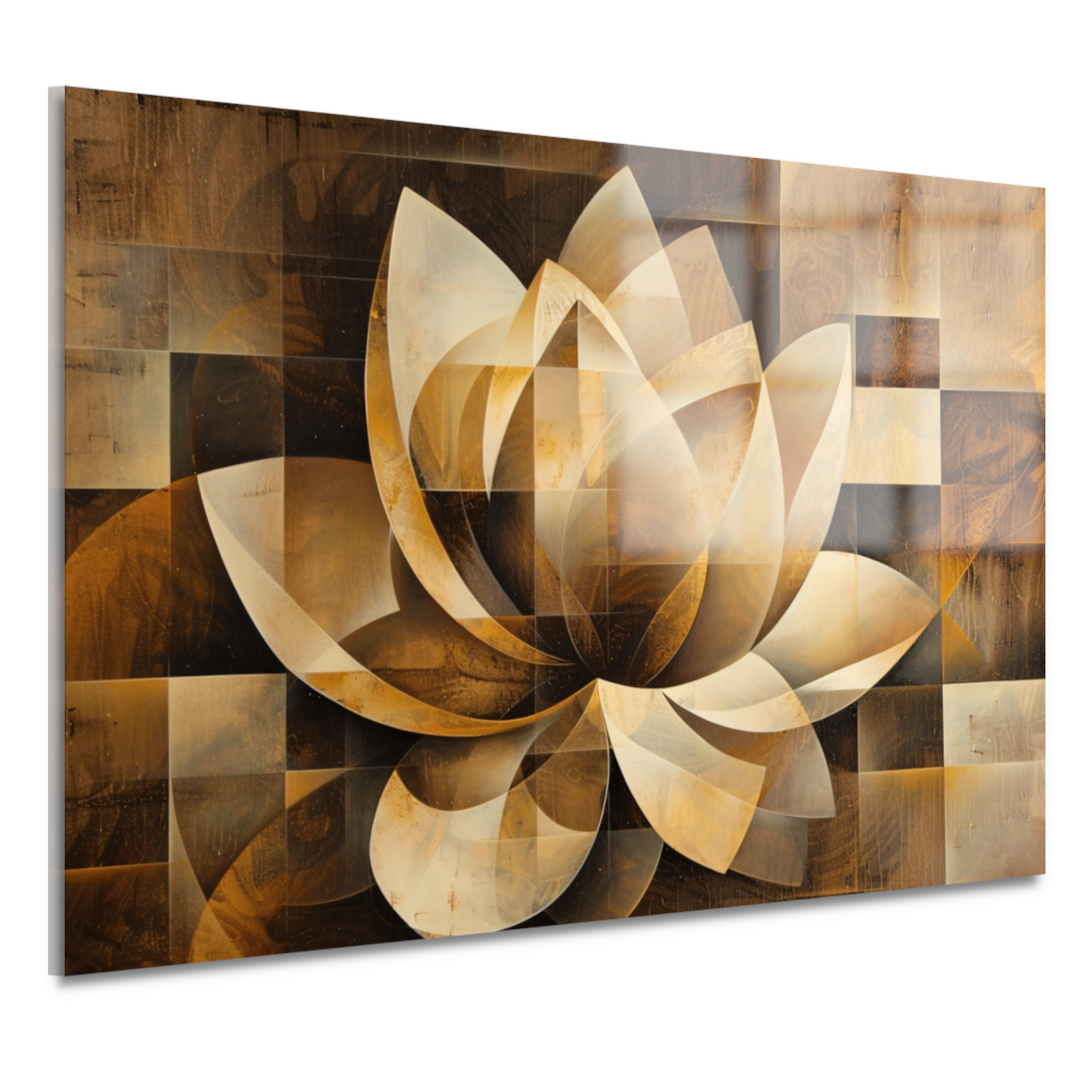 Abstracte Sepia Lotus Kunstwerk acrylglas