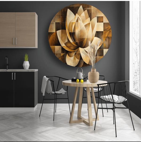 Abstracte Sepia Lotus Kunstwerk forex muurcirkel