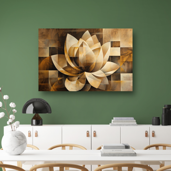 Abstracte Sepia Lotus Kunstwerk canvas
