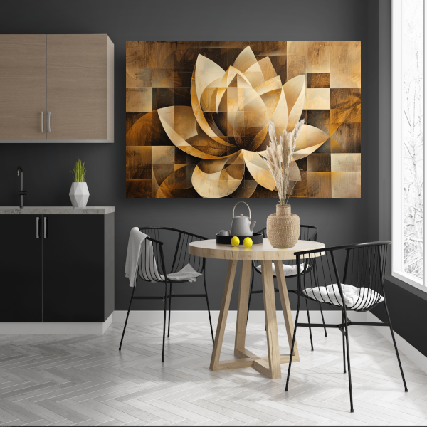Abstracte Sepia Lotus Kunstwerk poster