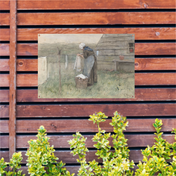 Vrouw bij een waslijn - Anton Mauve tuinposter