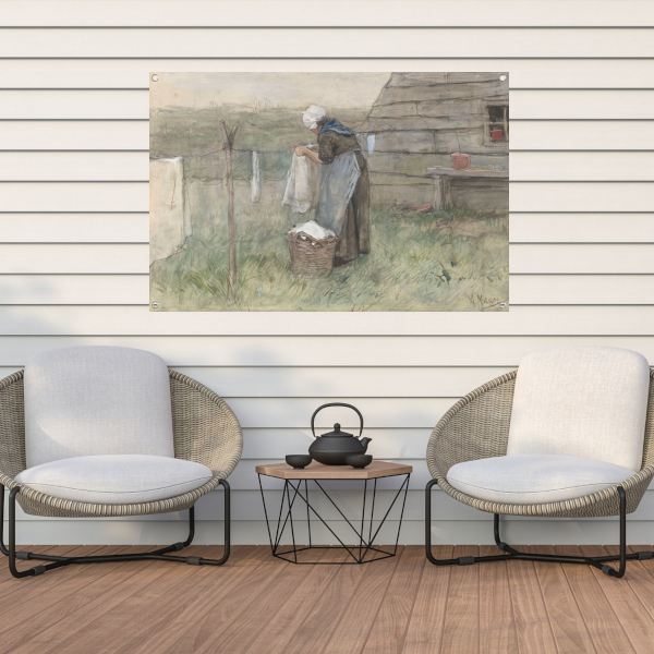 Vrouw bij een waslijn - Anton Mauve tuinposter