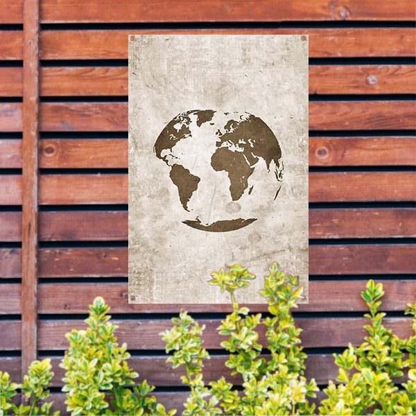 Abstract wereldkaart in sepia tinten tuinposter