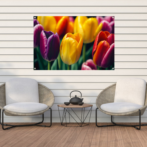 Vernieuwende Lente met Kleurrijke Tulpen tuinposter