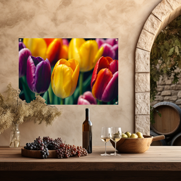 Vernieuwende Lente met Kleurrijke Tulpen tuinposter