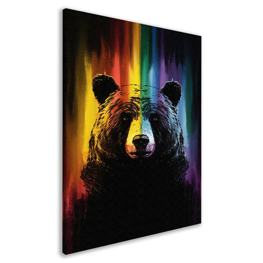 Regenboog gekleurde beer kunstwerk schilderij canvas