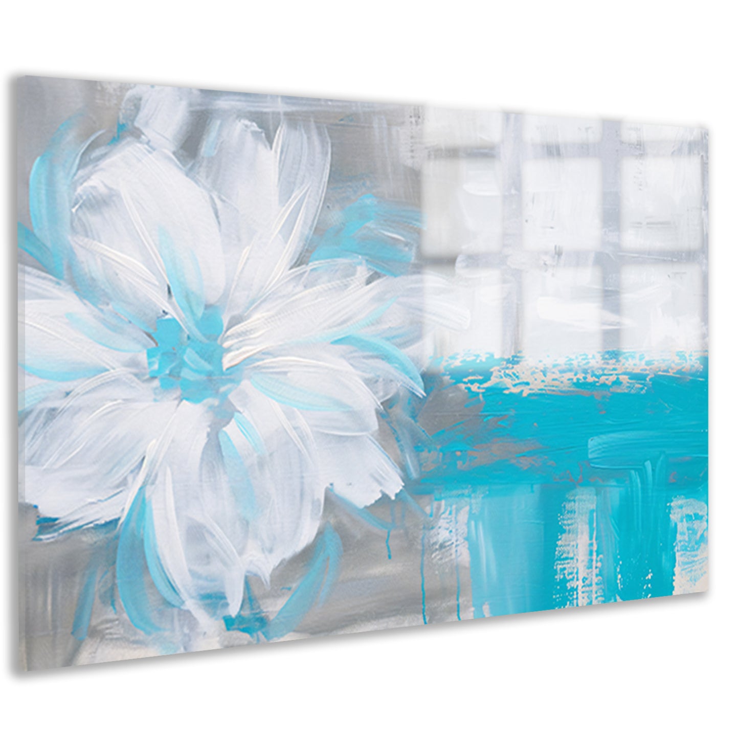 Abstracte blauwe bloem op witte achtergrond acrylglas