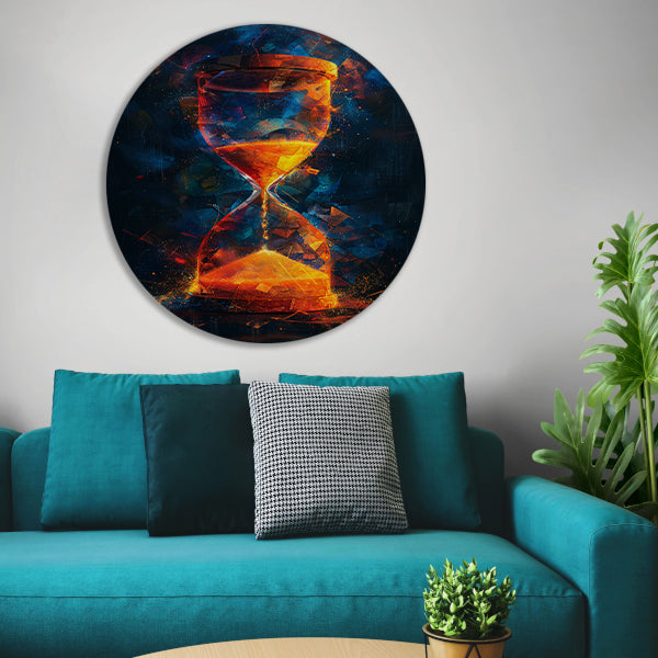 Abstract Zandloper Explosie aluminium muurcirkel