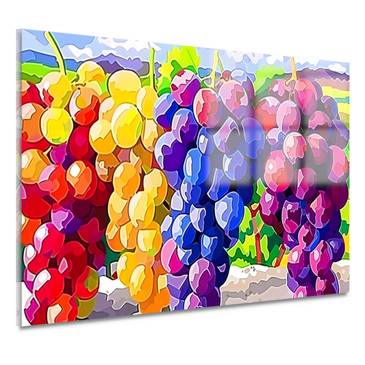 Kleurrijk stilleven met druiven acrylglas