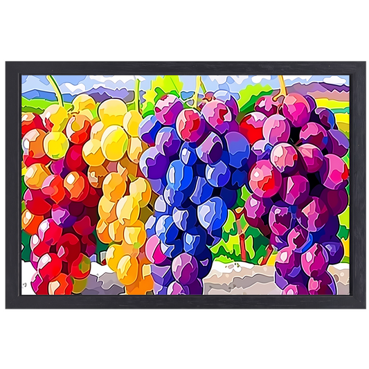 Kleurrijk stilleven met druiven canvas met baklijst