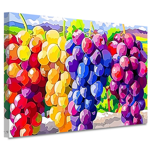 Kleurrijk stilleven met druiven canvas