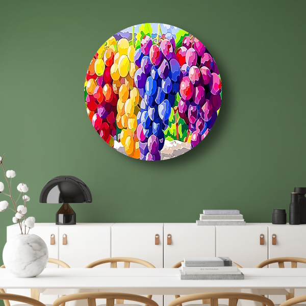 Kleurrijk stilleven met druiven forex muurcirkel