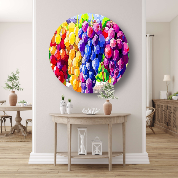 Kleurrijk stilleven met druiven forex muurcirkel