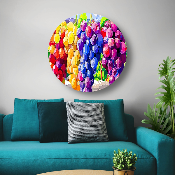 Kleurrijk stilleven met druiven forex muurcirkel