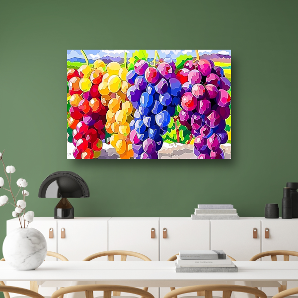Kleurrijk stilleven met druiven canvas