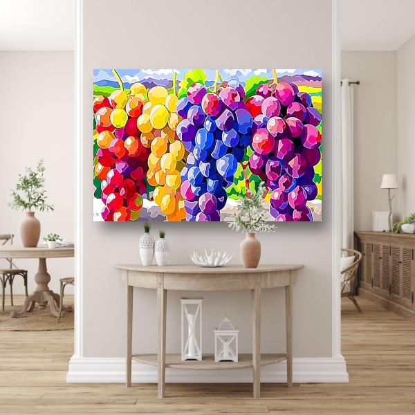 Kleurrijk stilleven met druiven canvas