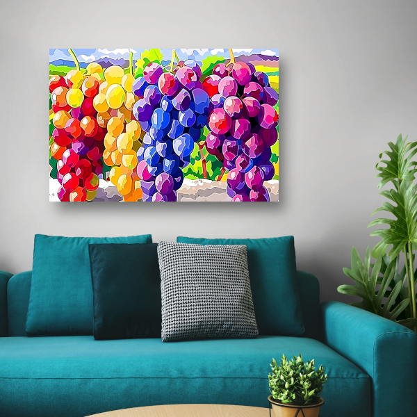 Kleurrijk stilleven met druiven canvas