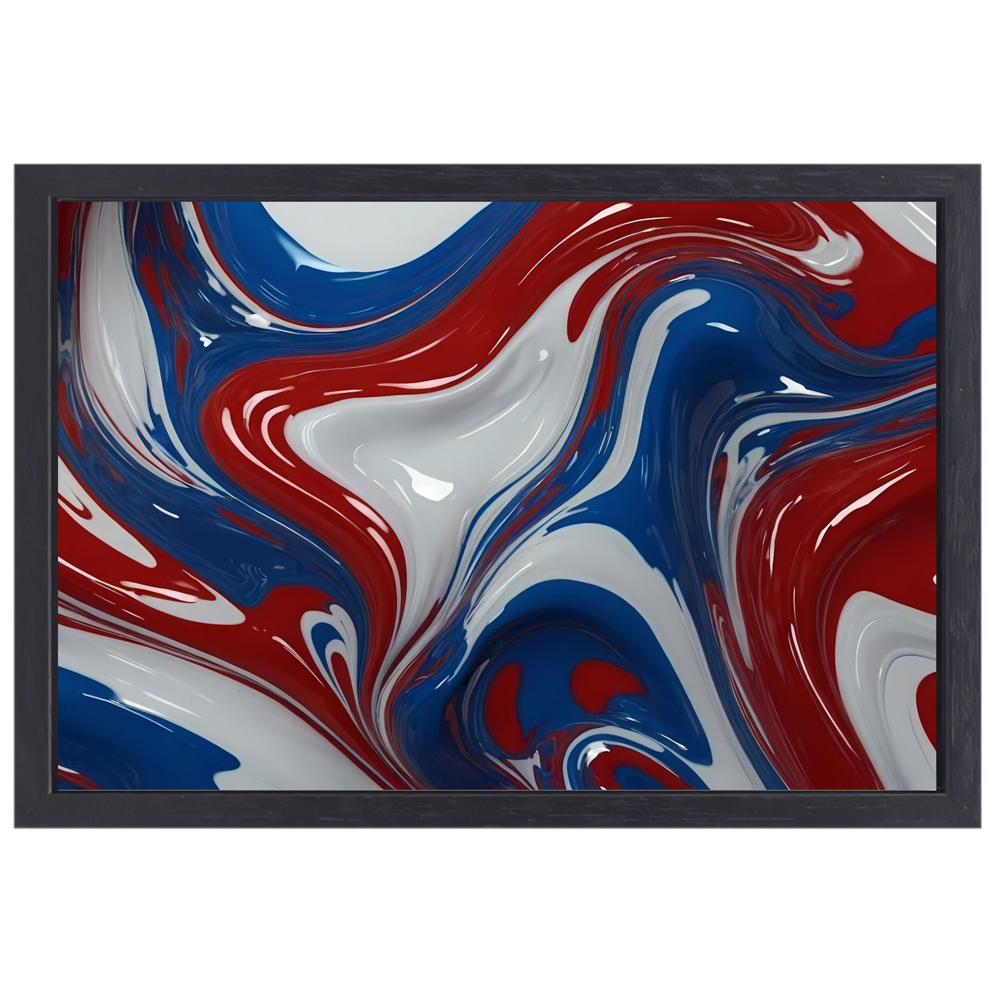 Dynamische Rood-Wit-Blauwe Abstracte Vormen canvas met baklijst