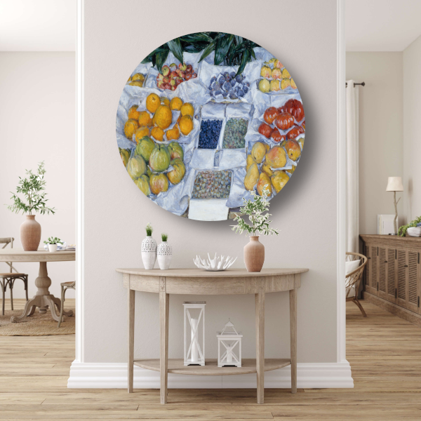 Fruit weergegeven op een standaard - Gustave Caillebotte aluminium muurcirkel