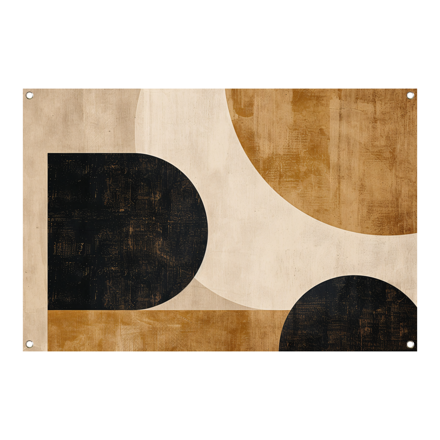 Abstracte Beige en Zwarte Organische Vormen tuinposter