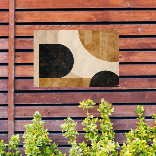 Abstracte Beige en Zwarte Organische Vormen tuinposter