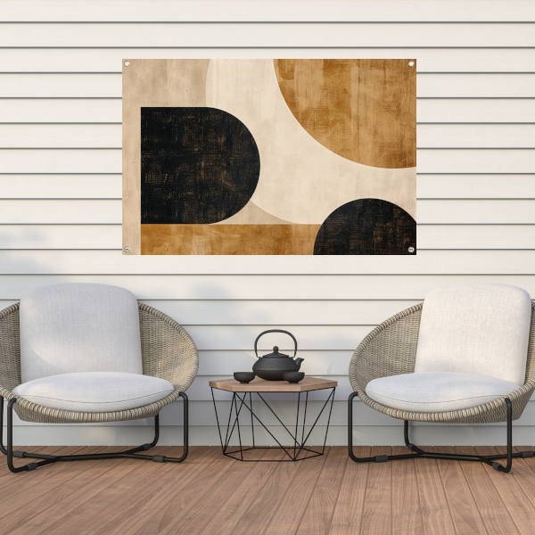 Abstracte Beige en Zwarte Organische Vormen tuinposter