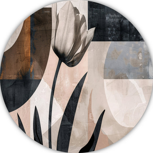 Abstracte Close-up van een Tulp in Sepia aluminium muurcirkel