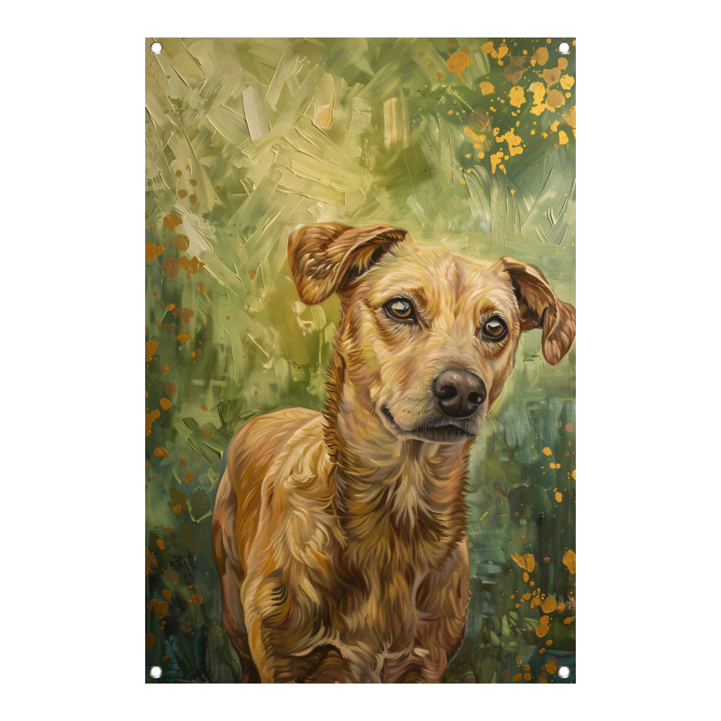 Elegante hond geschilderd in olieverf tuinposter