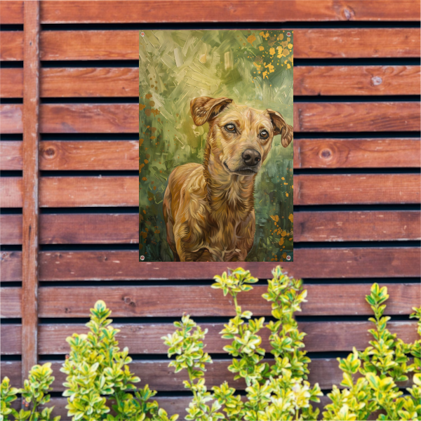 Elegante hond geschilderd in olieverf tuinposter