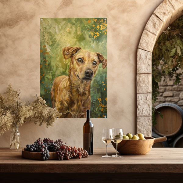 Elegante hond geschilderd in olieverf tuinposter
