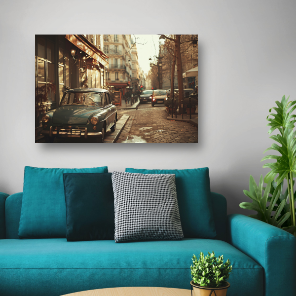 Gouden uur in een Parijse straat canvas